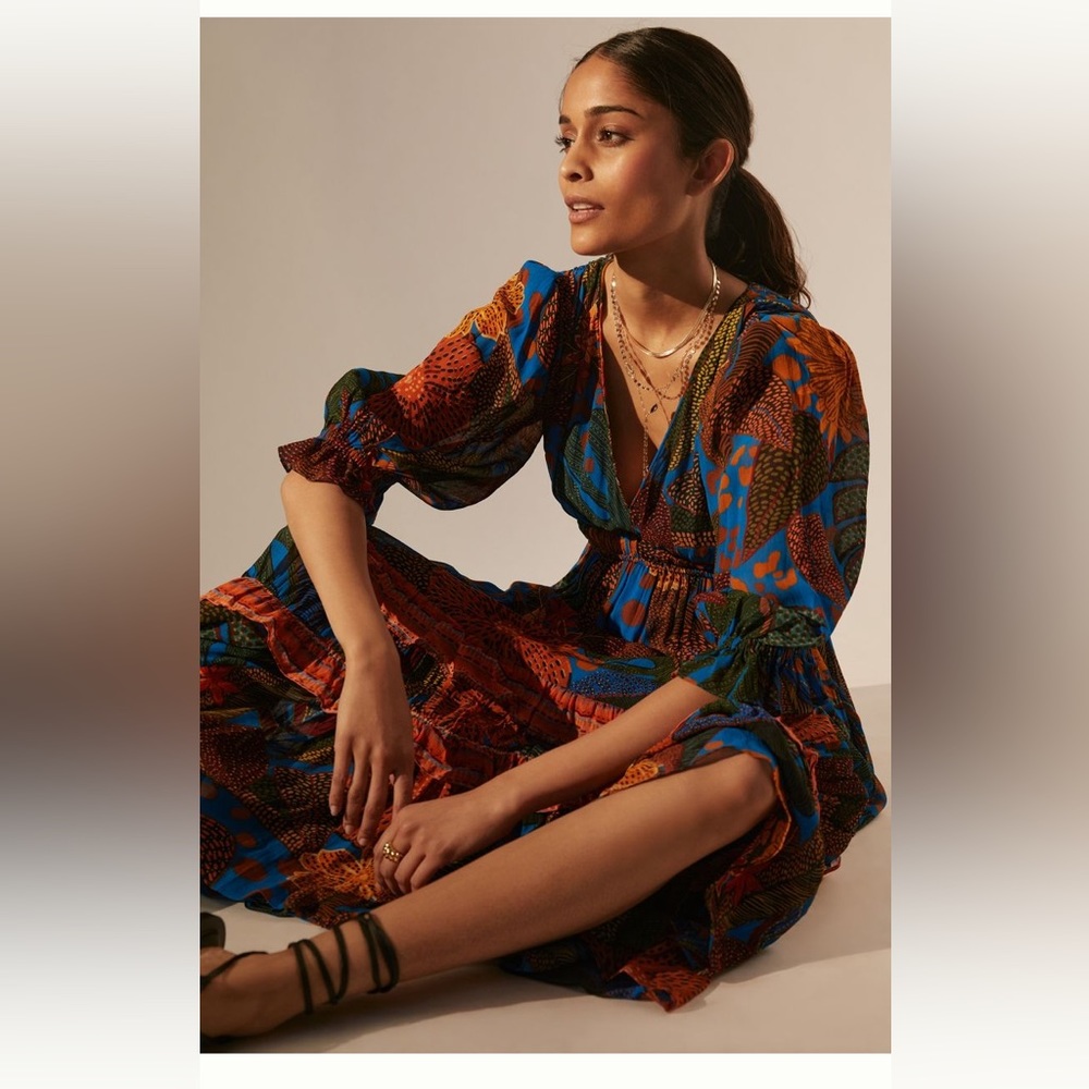 Farm rio Puff Sleeve Maxi dress XS